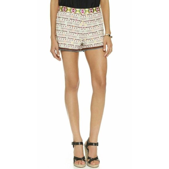 Love Sam Women's Ivory Colorful Crepe Lined shorts - Picture 3 of 12
